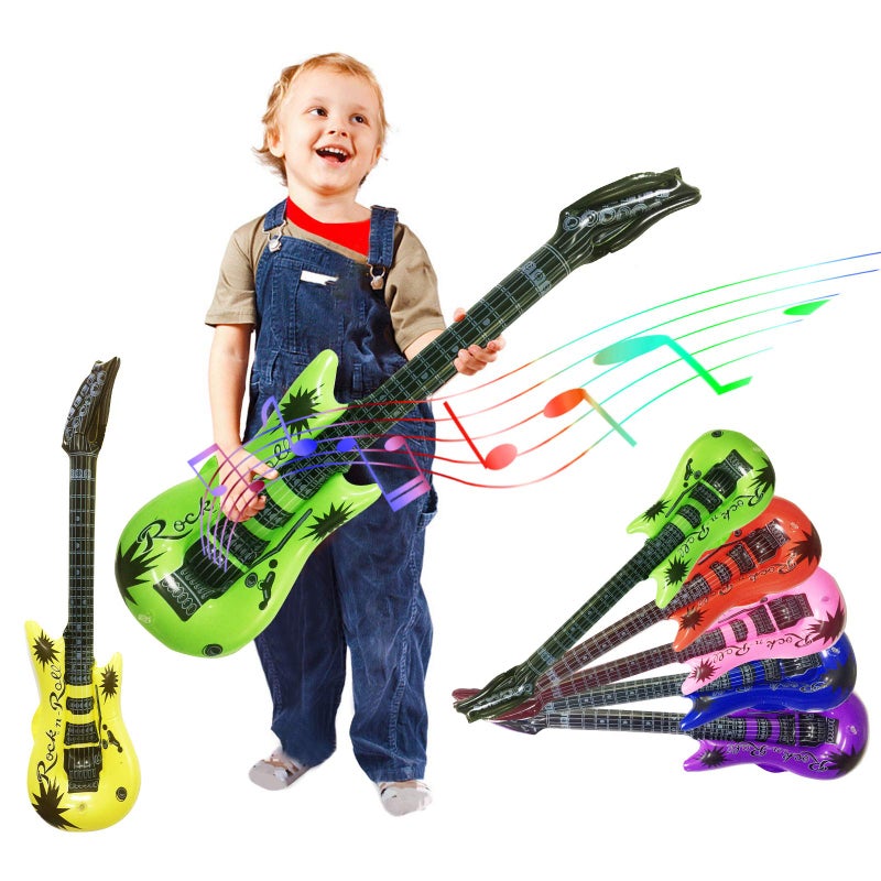 Visen Assorted Color 36In Inflatable Guitar Toys for Kids Birthday Party, Karaoke Themed Rock and Roll Decor - Image 5